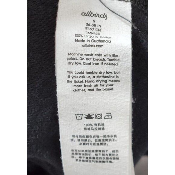 Allbirds Men's Organic Cotton Long Sleeve Tee Natural Black Size Small - Picture 2 of 8